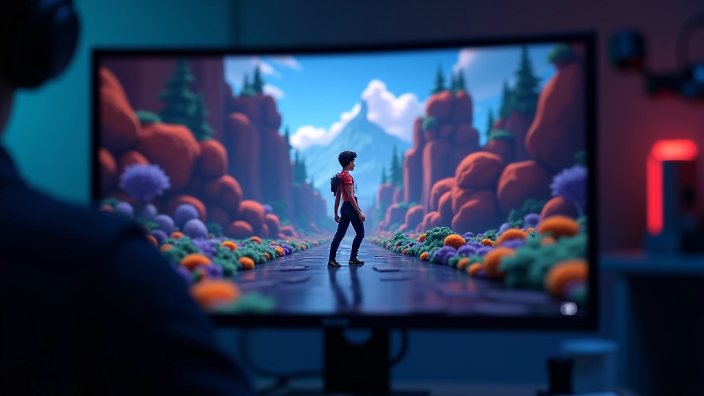 Computer screen displaying game scene with player character and environment