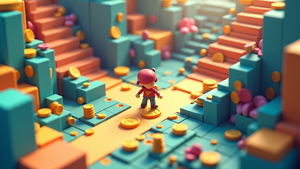 Isometric 3D game environment with player character and collectible items